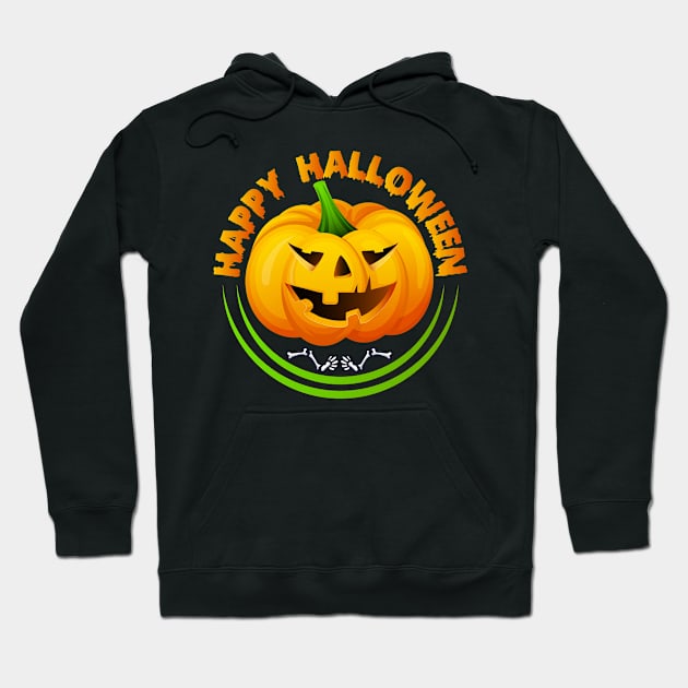 Funny Happy Halloween Scary Spooky Pumpkin Hoodie by koolteas